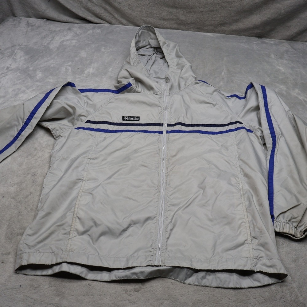 Columbia Jacket‎ Youth XL 18/20 Grey Hooded Zip Lightweight Windbreaker Outdoor